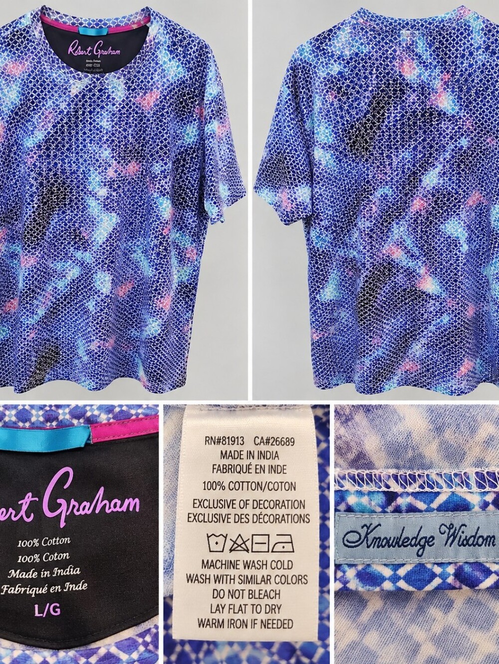 Robert Graham Purple Blue Geometric Short Sleeve Tee